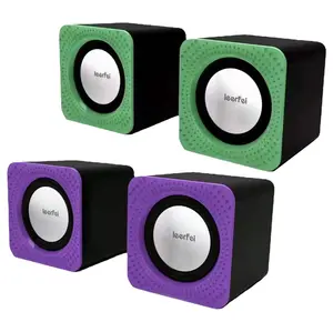 Portable Mini Square Computer Speakers for Desktop Laptop Mac USB Powered Wired 2.0 Channels Dual Stereo Clear with Bass