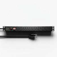 SYNSTRO PDU 1U 19 pouces pour montage en rack, 8 ports 15A, en alliage d'aluminium, unité de distribution d'alimentation avec protection contre les surcharges pour rack de serveur et réseau