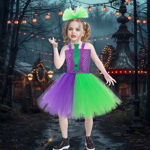 Costume de Clown HP pour Halloween, tutu vert et robe violette pour filles, perruques, déguisement de films et séries TV - Product Image 3