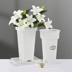 Wholesale <b>Square</b> ABS Plastic <b>Vase</b> Black White Color Multipurpose <b>Vase</b> Home Office Event Centerpieces Decor <b>Vase</b> - Product Image 1