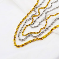Collier chaîne torsadée personnalisé en acier inoxydable 316L plaqué or 14k 18k résistant à l'eau, cadeau hip-hop unisexe
