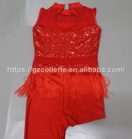 Costume de danse OEM pour filles, justaucorps sans manches, justaucorps de gymnastique rythmique à paillettes pour enfants, costumes de danse une pièce