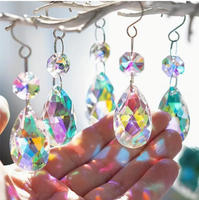 Guirnalda de Cristal con Diseño Art Deco, Prismas Colgantes para Decoración de Bodas, Lámpara de Araña Hecha a Mano con Estilo Lujoso