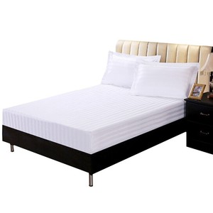 Draps <span class=keywords><strong>de</strong></span> lit en <span class=keywords><strong>coton</strong></span> pur <span class=keywords><strong>satin</strong></span>é blanc uni 60 fils, imprimés et teints, pour hôtels et gîtes, <span class=keywords><strong>drap</strong></span>-<span class=keywords><strong>housse</strong></span> simple pièce - Product Image 5