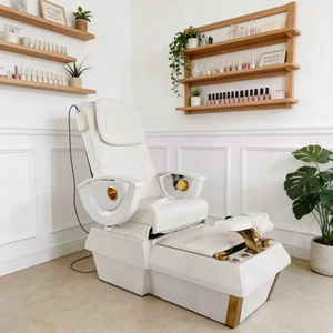 เก้าอี้นวดทำเล็บสปาหรูหรา หนัง PU ปรับไฟฟ้าได้ พร้อมไฟ LED 7 สี อ่างน้ำวนไร้ท่อ อัตโนมัติ - Product Image 2