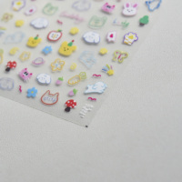 Nouvelle arrivée ongle autocollant auto-adhésif 5d gaufrage autocollant mignon macaron coeur étoile mini fleurs nail art décalcomanies