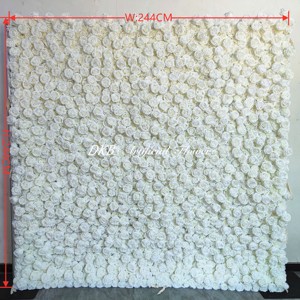 DKB - Panel de Pared de Flores de Rosa Blanca para Boda, 8 pies x 8 pies, Plantas Artificiales de Rosas Blancas, Decoración de Pared 5D, Estilo Puro y Soñador - Product Image 3