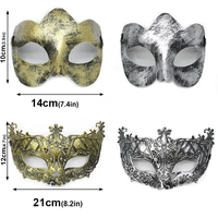 Masque de prince vintage pour mascarade, masque antique en cuivre argenté avec yeux, masque en plastique rétro avec couronne, masques de costume d'Halloween