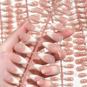 120 <span class=keywords><strong>faux</strong></span> ongles à presser, courts, ovales, effet ombré, couleur nude française, brillants, <span class=keywords><strong>pour</strong></span> femmes, usage quotidien - Product Image 1