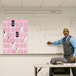 36 Pocket Hanging Organizer Pink <b>Wall</b> Door <b>Mount</b> Storage For Classroom Cell <b>Phone</b> Calculator Organizing - Product Image 6