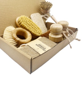 Compostable Nhà Bếp Làm sạch công cụ thiết lập tre nồi bàn chải mướp dừa miếng bọt biển món ăn miếng đệm - Product Image 1