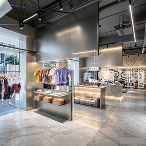 ชั้นวางเสื้อผ้ากีฬาสีดำแบบตาข่าย รุ่น LUX Free 3D Interior Design สำหรับโชว์สินค้า คุณภาพพรีเมียม พร้อมไฟส่องสว่าง - Product Image 3
