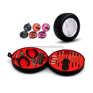 선물 판촉 24 조각 패션 타이어 타이어 모양 케이스 수공구 세트 플라이어 드라이버 비트 소켓 비상 장식 도구 키트