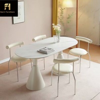 Table à manger nordique moderne et simple en pierre frittée de haute qualité pour 6 personnes, idéale pour la maison, l'hôtel ou l'hébergement touristique