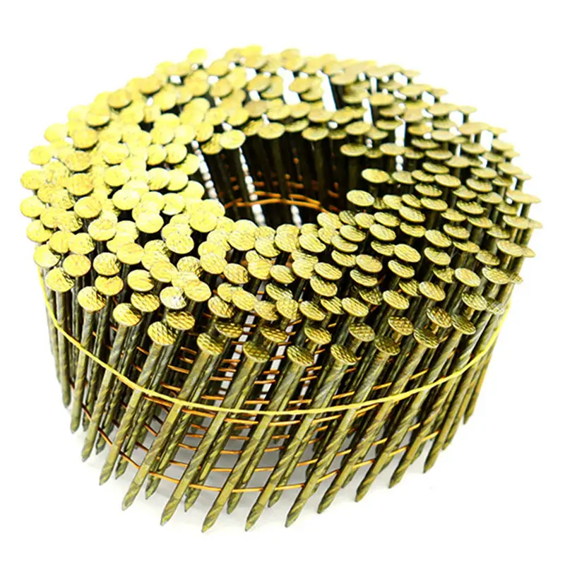 Bobina a caldo chiodi a bobina a forma di pallettone chiodi a bobina di mercato giallo zinco bianco Pallet bobine chiodi