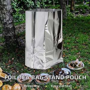 Sachet en aluminium pour thé, étanche à l'humidité, grand format, fond carré, pochette autoportante, fermeture éclair supérieure, impression offset, emballage carton - Product Image 2