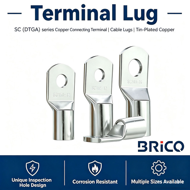 SC Series Tinned Copper Cable Lug Cold Pressed Crimp Terminal Lug CE Certified Non-Insulated Wire Connector for Electrical Power
