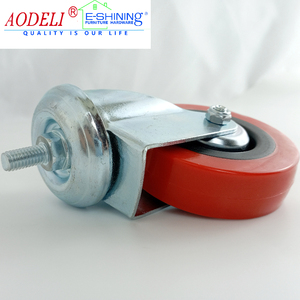 Roulettes en PU rouge avec couvercle Remplacements Plaque supérieure pivotante Tige filetée Roulettes de <span class=keywords><strong>chariot</strong></span> Roues avec frein - Product Image 2