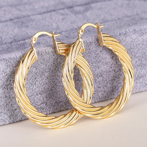 Pendientes de Aro con Textura Espiral para Mujer, Joyería de Moda - Product Image 3