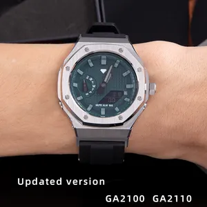 GA2100 MOD تحديث 5rd إسكان الساعة من الفولاذ المقاوم للصدأ مع تاج حزام ساعة سيليكون معدنيا ل كاسيو g-shock