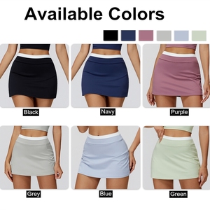 Jupe de tennis personnalisée à séchage rapide et respirante, jupe de golf taille haute côtelée deux pièces pour femme avec short SQ3129 - Product Image 4