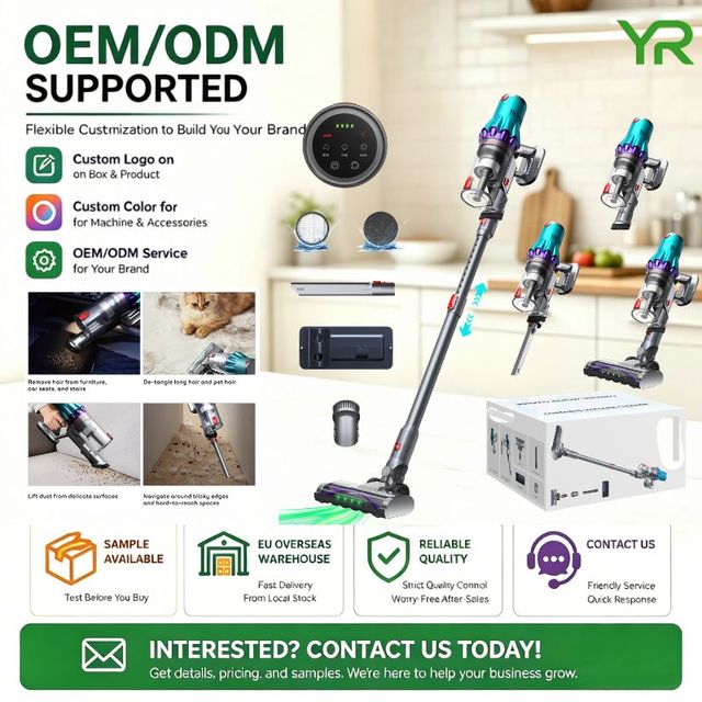 Cordless Vacuum Cleaner 35kPa Suction Power Brushless Motor Lithium Battery HEPA Filter LED Display Laser Dust Illumination Oem