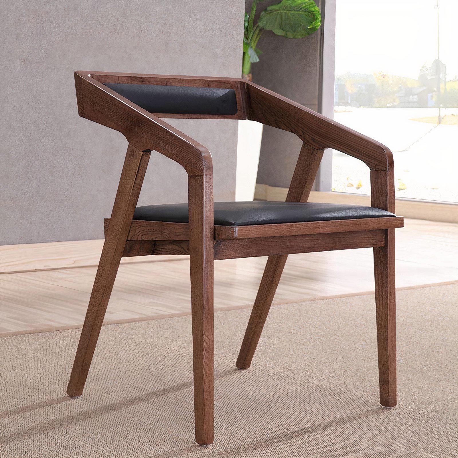 Wholesale Classic Home Furniture Room Nordic Cheap Solid Wood Arm Leather Wooden Dining Chair