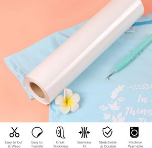 HTVRONT - Rollos de Vinilo Termotransferible Blanco de 12" x 20 pies, Fácil de <span class=keywords><strong>Cortar</strong></span> y Aplicar con Plancha para Camisetas - Product Image 3
