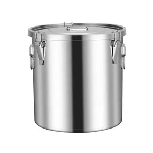 Stainless Steel Barrel 6L to 220L Kitchen Storate Barrel with Lid Leakproof Cereal Storage Container