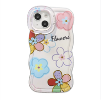 Housse de téléphone portable en TPU pour Iphone X Xr Xs 11 12 13 14 15 16 Pro 17 Creative Flower Print Invisible Double Holder Wave Edge