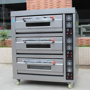 Oven Industri roti komersial listrik untuk Oven panggang roti dan kue, peralatan mesin pizza roti
