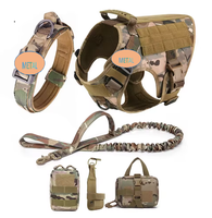 Ensemble harnais et laisse pour chien robuste avec boucle métallique réglable pour l'entraînement en extérieur, le travail, le service, le harnais tactique pour chien en nylon