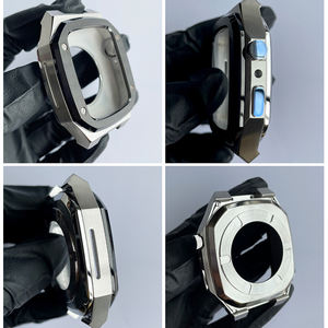 Luxe 44mm 45mm bracelet en silicone élastique en acier inoxydable montre intelligente étuis de protection pour Apple Watch série 8 7 6 5 <span class=keywords><strong>4</strong></span> - Product Image 6