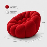Canapé individuel moderne de designer, design bulle, courbé et rembourré, pour salon, mobilier de maison, vente en gros