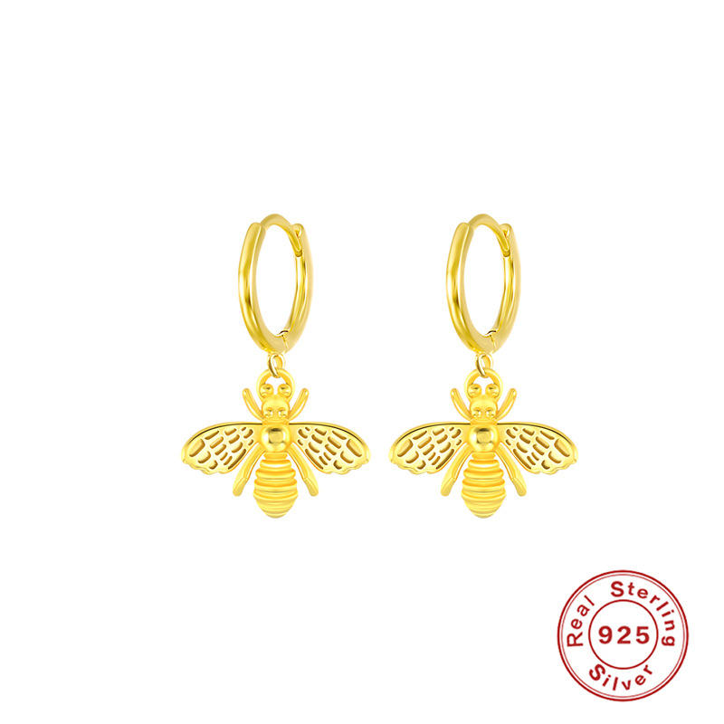 Golden Bee eardrop earring