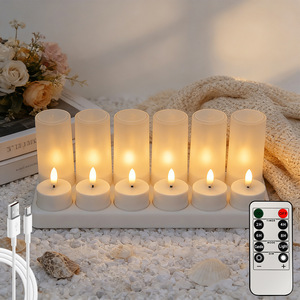 LED <b>Tealight</b> Candle Set 4-12Pack USB Powered Flickering Flameless White Matte Finish for Home Decoration Countertop Use - Product Image 6
