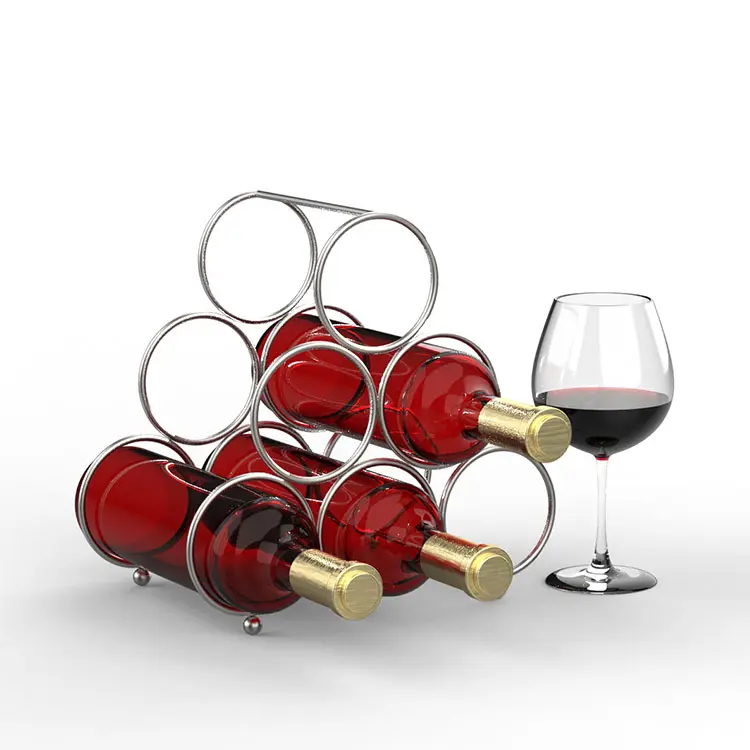 Support de vin en métal de forme personnalisée, support de stockage de 6 bouteilles de vin