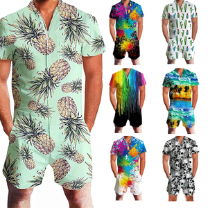 <span class=keywords><strong>Tuta</strong></span> hawaiana da <span class=keywords><strong>uomo</strong></span> taglie forti a maniche corte con zip, stampa animalier, traspirante ed ecologica, per l'autunno - Offerta imperdibile, MOQ 2 pezzi - Product Image 2