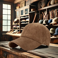 Gorra de béisbol de pana de 6 paneles con logo personalizado al por mayor, cálida para invierno, estilo vintage, con hebilla metálica, seis tallas (52-62cm) para marcas, venta a granel