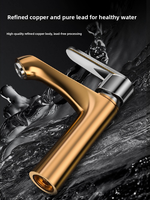 Robinet moderne en cuivre pour lavabos de salle de bain, eau chaude et froide, design monotrou deux-en-un avec cartouche céramique