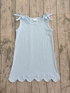 GSSO2850 Conjunto de ropa de verano para niña pequeña, diseño personalizado, estampado de flores azules sobre fondo verde a cuadros, conjunto de ropa infantil de manga corta para niña, venta al por mayor. - Product Image 6