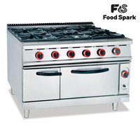 Cuisinière à gaz électrique en acier inoxydable à 6 brûleurs pour cuisines de restaurants et traiteurs, équipement de cuisine durable en acier inoxydable 304