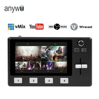 Mezclador de Video Multicámara Anywii, Pantalla LCD FHD de 5.5 Pulgadas, 4 Canales, Producción en Tiempo Real, Sistema de Audio para Conferencias y Transmisión en Vivo