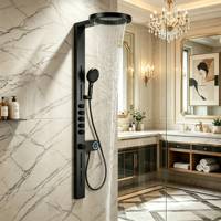 Colonne de douche LED multifonctionnelle à cascade avec mitigeur et robinet en céramique, ensemble de douche de salle de bain à effet pluie pour hôtels