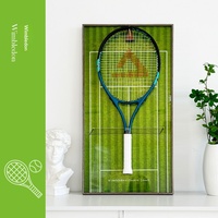Marco de Fotos para Raqueta de Tenis de Metal y Madera, Decoración de Pared Rectangular Negra, Ecológica y Duradera, para Campeonatos Grand Slam