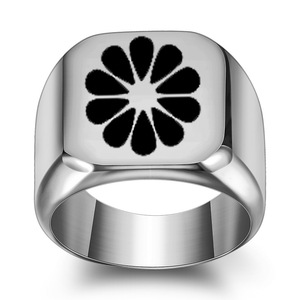 Anillos de Moda de Acero Inoxidable, Anillo Cuadrado con Diseño de Girasol de 18MM, Grabado Láser, para Mujer, Regalo, Joyería - Product Image 5