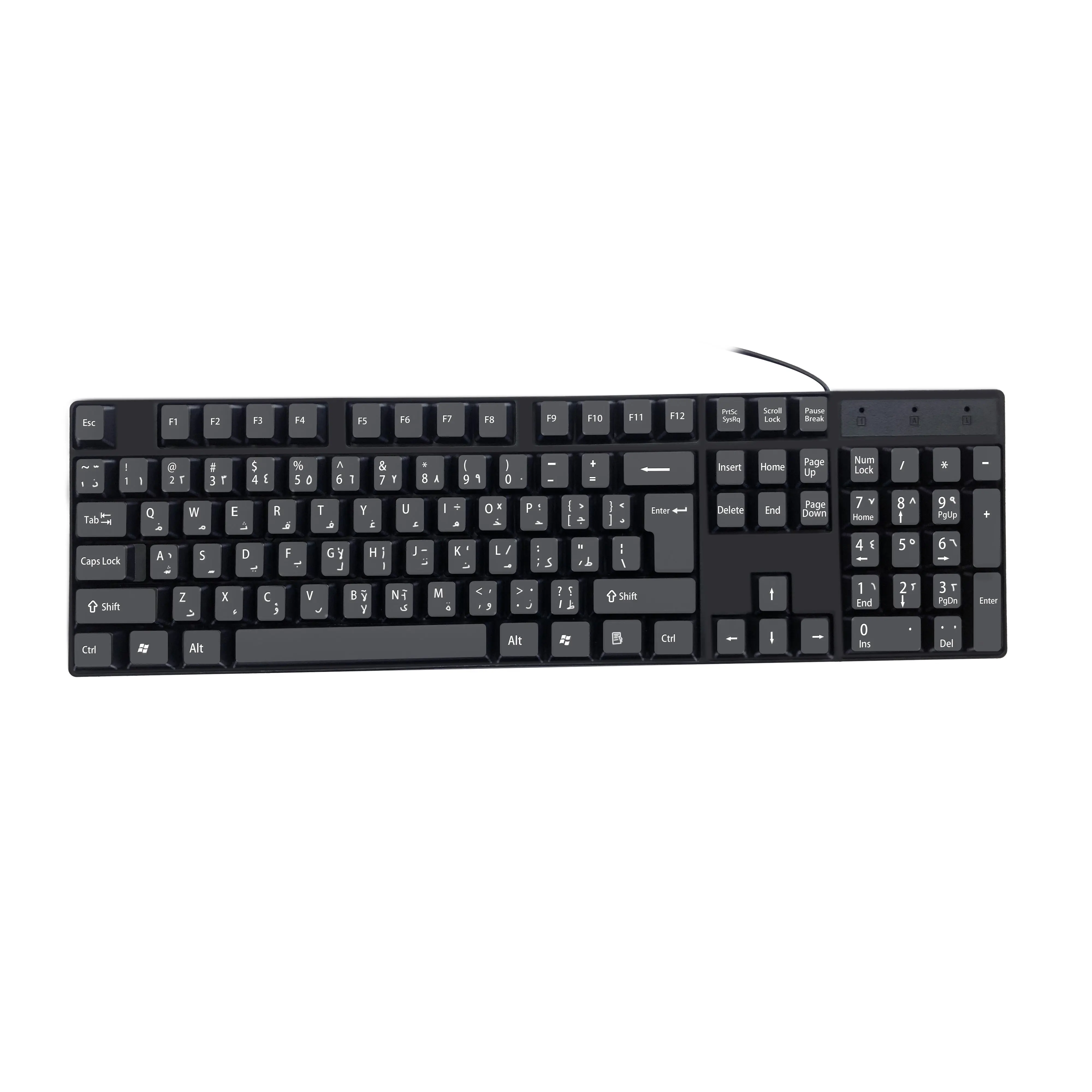 K1800 Usine Clavier Arabe Durable 104 touches confortable Clavier Arabe Filaire pour pc portable