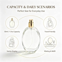 Flacon de parfum ovale vide en verre avec atomiseur doré, pompe réutilisable, pour personnalisation de marque - Vente en gros