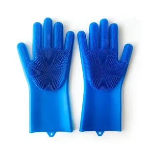 Reusable Silicone Dish Washing Scrubber Heat Resistant Kitchen Gloves Cleaning Gloves Everyday Hand Clean Support 5 Pcs