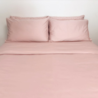 Ensemble de draps de lit rose rose moderne luxe reine King Size 65% bambou 35% coton 400T couleur unie tissé Technique